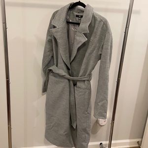 Belted soft gray coat